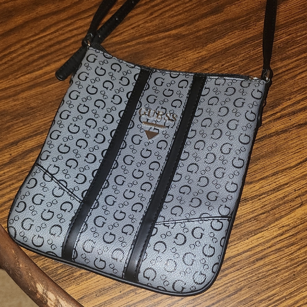 Guess Gray and Black Crossbody Bag
